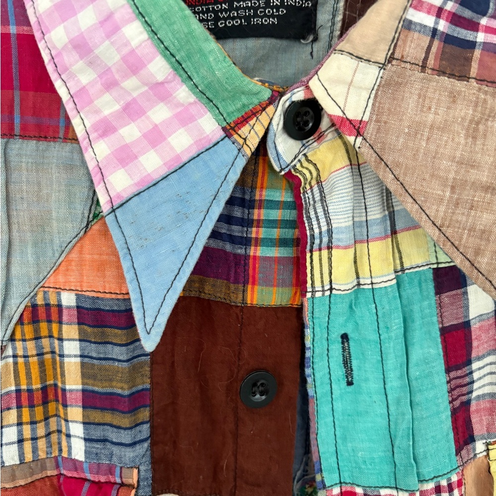 Brahma Patchwork Plaid Button-Down Shirt in Multicolor